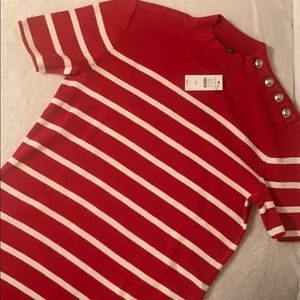 Talbots red and white sweater NWT